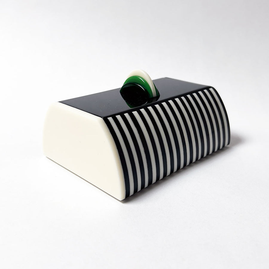 Polished Lucite Keepsake Box: Black, Cream, Green Large