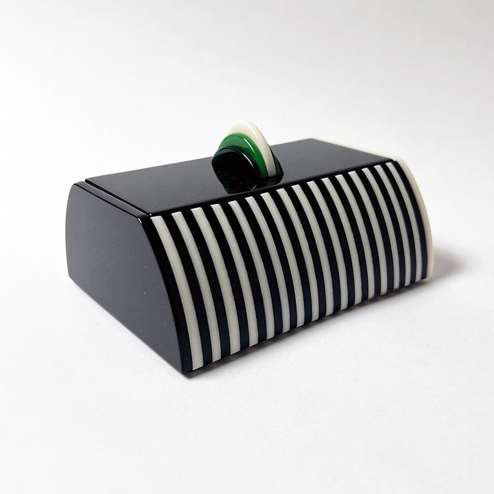 Polished Lucite Keepsake Box: Black, Cream, Green Large