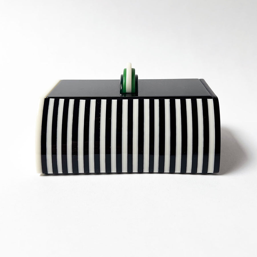 Polished Lucite Keepsake Box: Black, Cream, Green Large