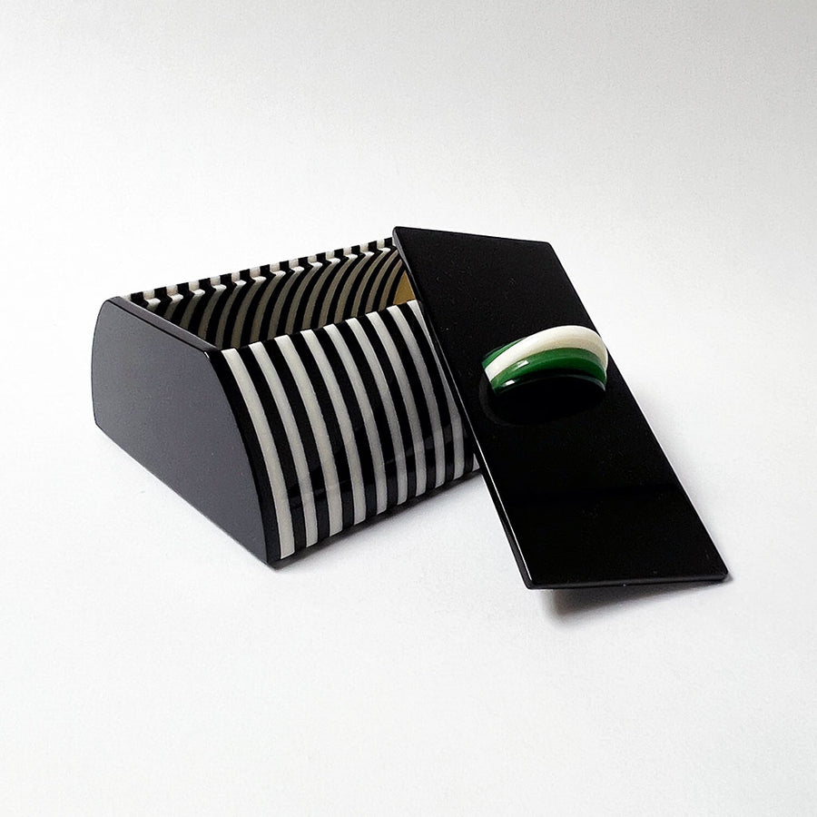 Polished Lucite Keepsake Box: Black, Cream, Green Large
