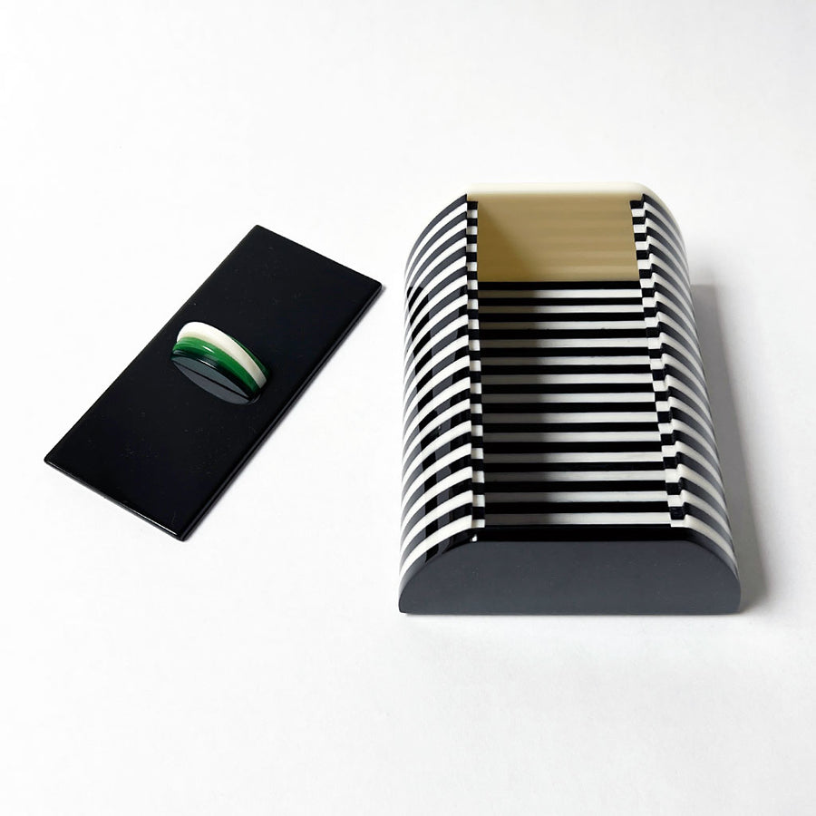 Polished Lucite Keepsake Box: Black, Cream, Green Large
