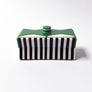 Polished Lucite Keepsake Box: Black, Cream, Green Zigzag