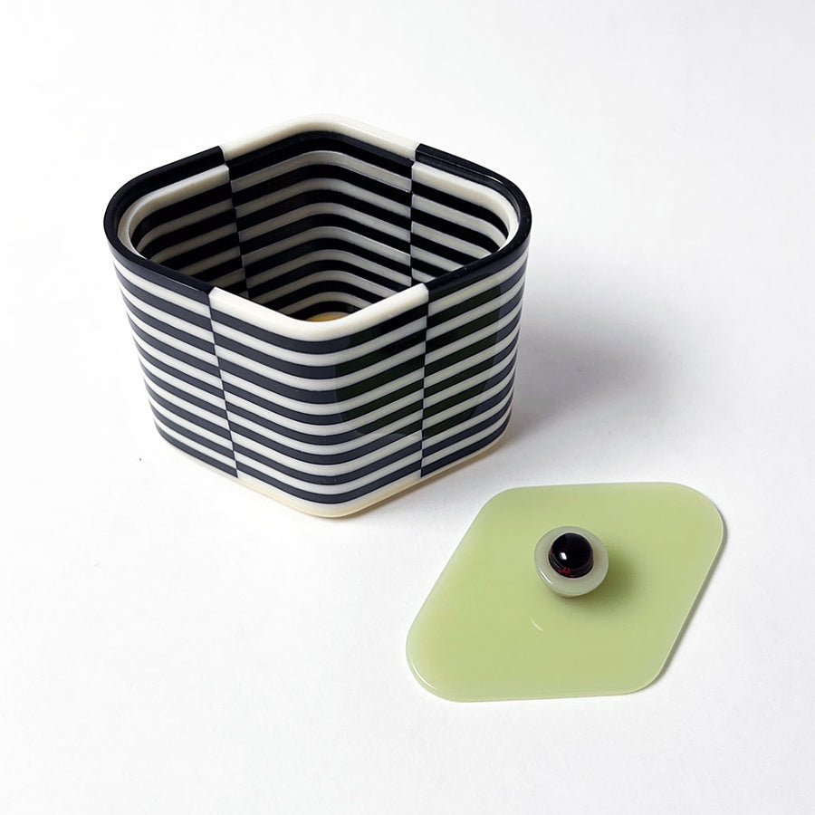 Polished Lucite Keepsake Box: Black, Cream, Khaki, Red