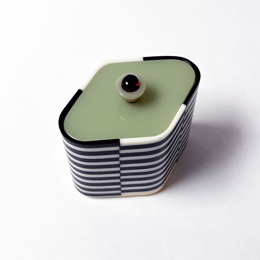 Polished Lucite Keepsake Box: Black, Cream, Khaki, Red