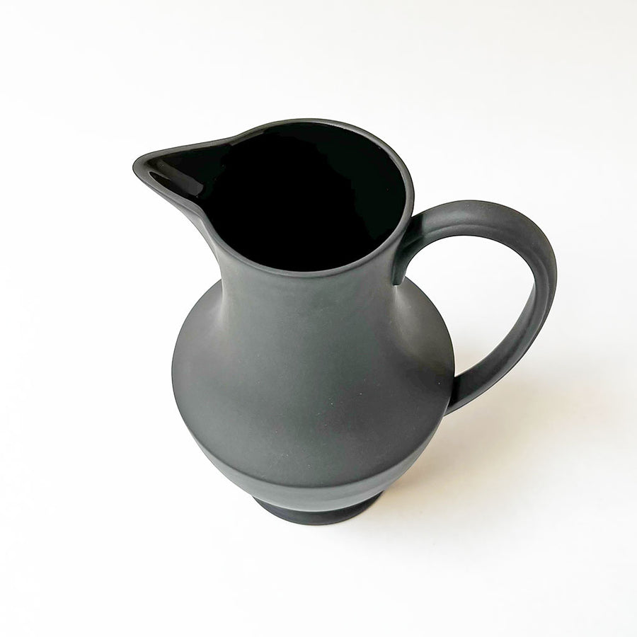 Medium Footed Ceramic Pitcher Onyx