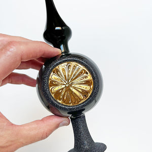 Black Spire with Gold Reflector Glass Tree Topper