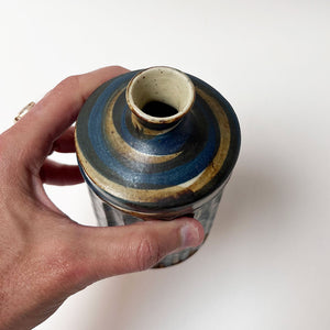 Vintage Swirl Glaze Blue & Brown Vase