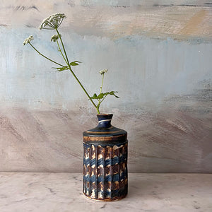 Vintage Swirl Glaze Blue & Brown Vase