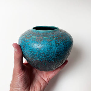 Vintage Teal Blue Studio Pottery Vase