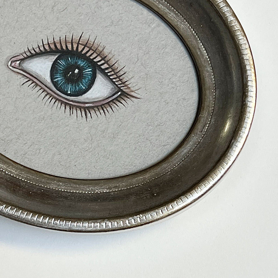 Don Carney Blue Left Eye Art Print in Silver Oval Frame