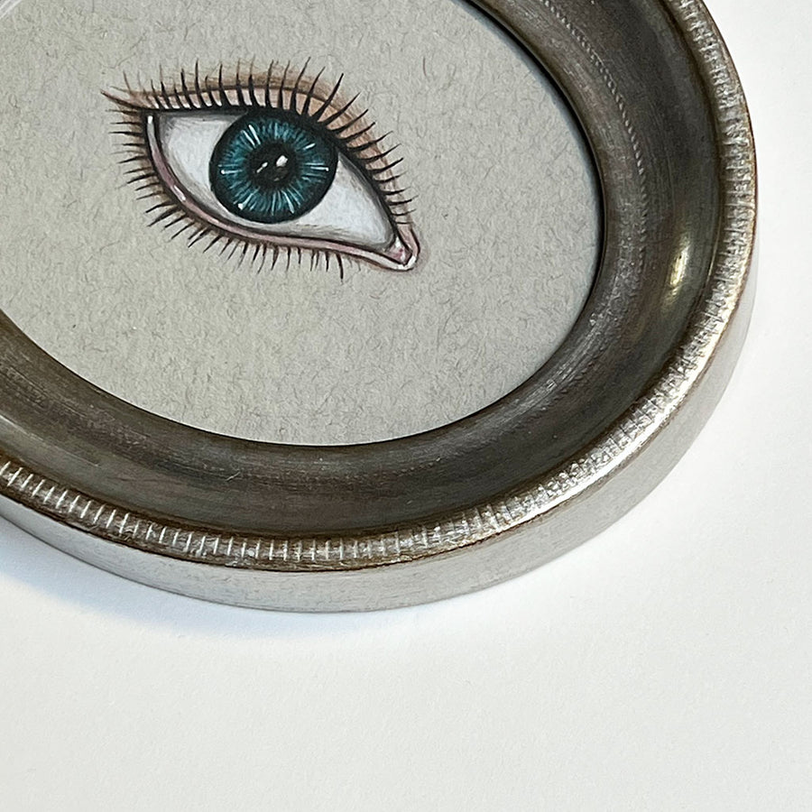 Don Carney Blue Right Eye Art Print in Silver Oval Frame