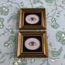 Don Carney Pair of Blue Eyes - Art Prints in Vintage Gold Tone Frames with Black Oval Insets