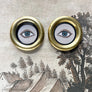 Don Carney Pair of Blue Eyes - Art Prints in Vintage Gold Tone Circle Frames