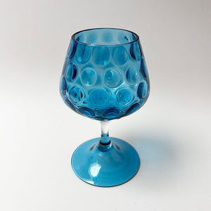 Vintage Midcentury Blue Glass Footed Bowl
