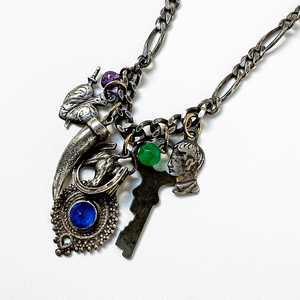 Treasure Necklace: Blue Glass Gem Drop