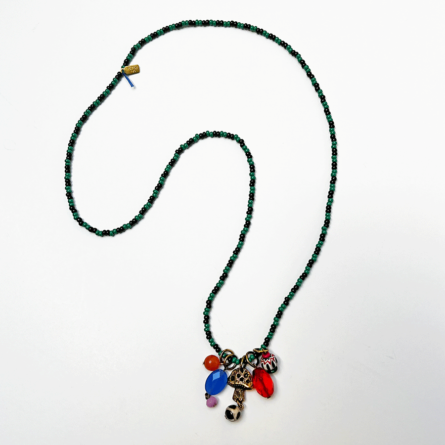 Collage Necklace: Emerald Green & Black