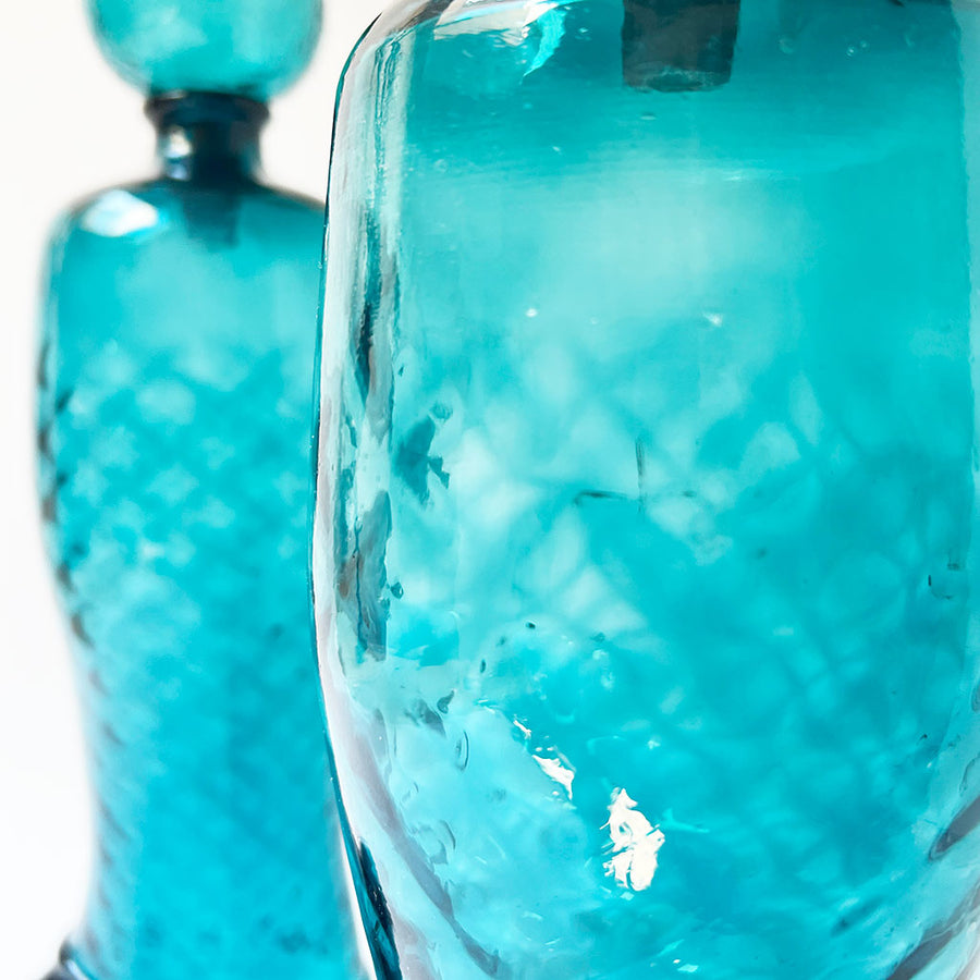Vintage Glass Boot Decanters with Stoppers Made in Italy (Set of 2)