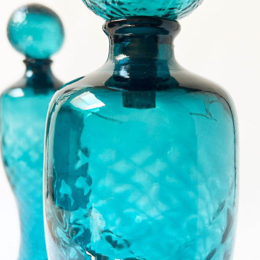 Vintage Glass Boot Decanters with Stoppers Made in Italy (Set of 2)