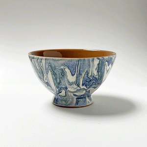 Swirl Glaze Large Ceramic Bowl in Blue & Green