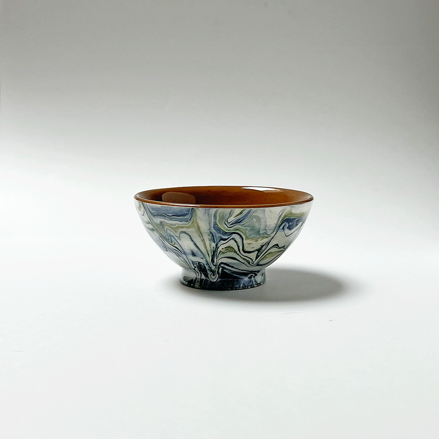Swirl Glaze Small Ceramic Bowl in Blue & Green