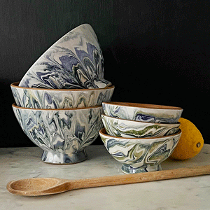 Swirl Glaze Small Ceramic Bowl in Blue & Green