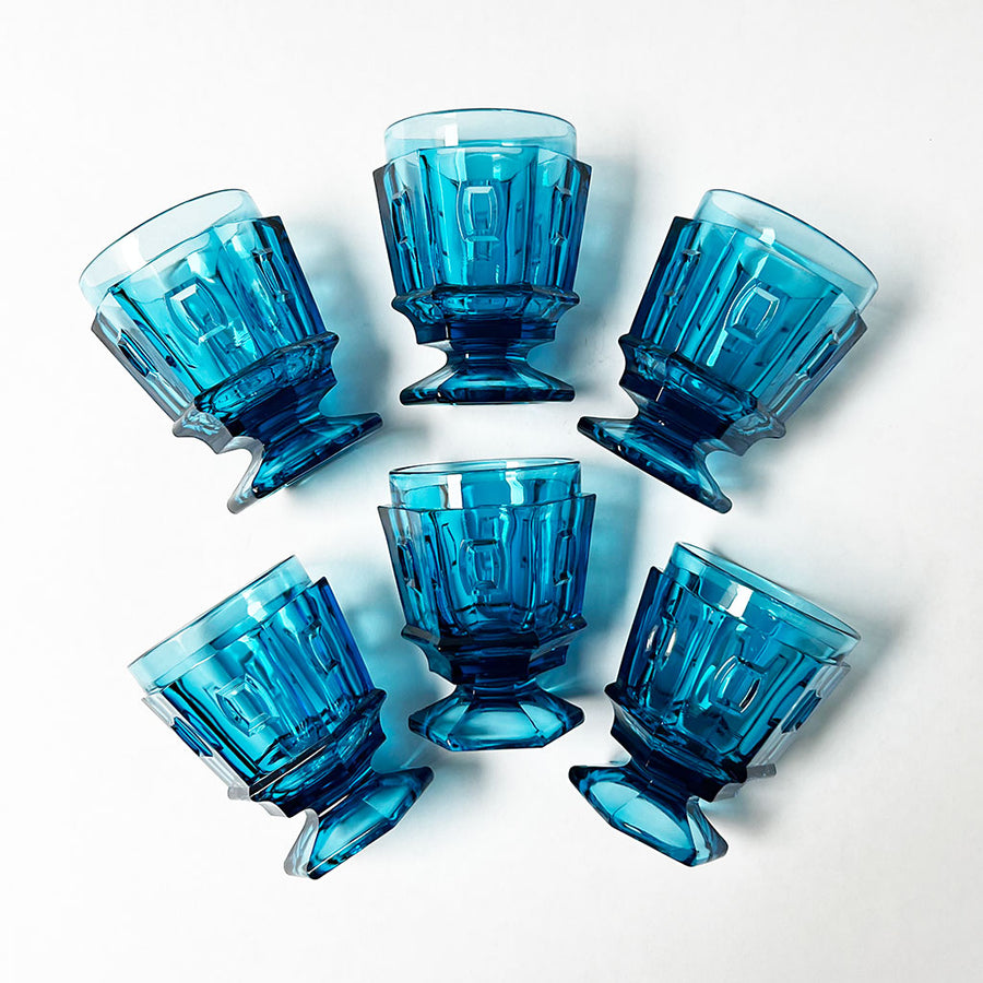 Vintage Drinking Glasses Deep Aqua Made in Italy (Set of 6)