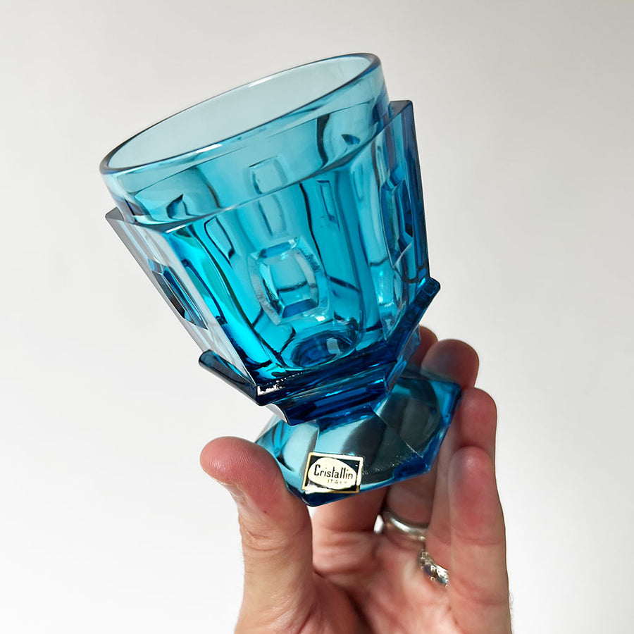 Vintage Drinking Glasses Deep Aqua Made in Italy (Set of 6)