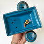 Vintage Blue Metal Toy Phone with Silver Dial