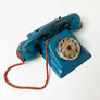 Vintage Blue Metal Toy Phone with Silver Dial