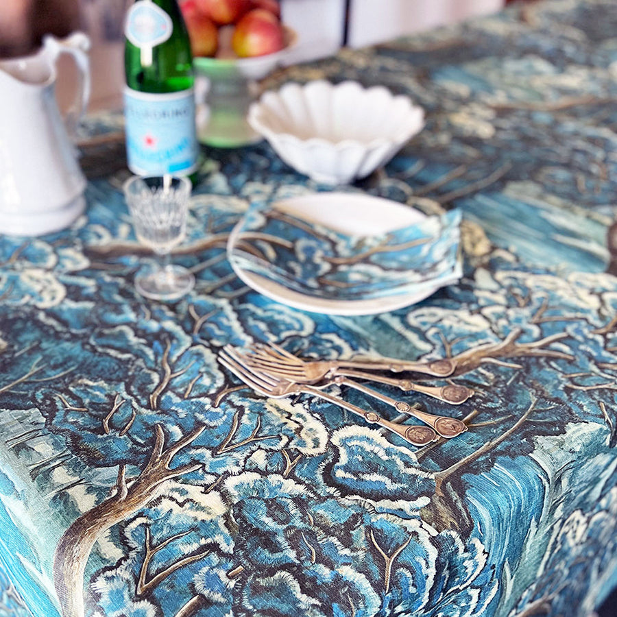 PATCH NYC Blue Tapestry Linen Tablecloth