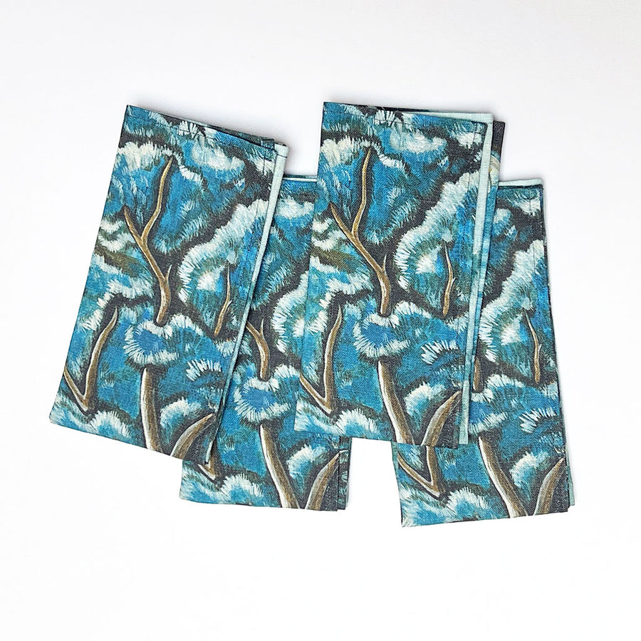 PATCH NYC Blue Tapestry Linen Napkins (Set of 4)