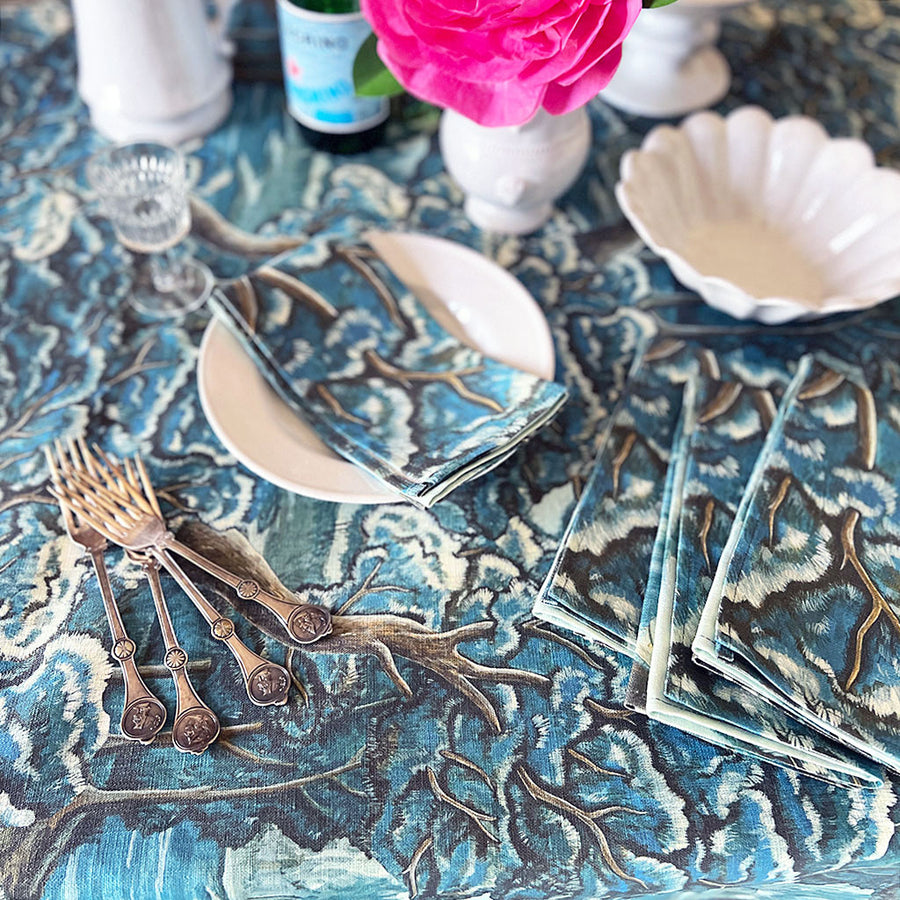PATCH NYC Blue Tapestry Linen Tablecloth