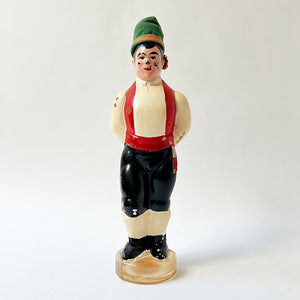 Vintage Figural Painted Glass Liquor Bottle