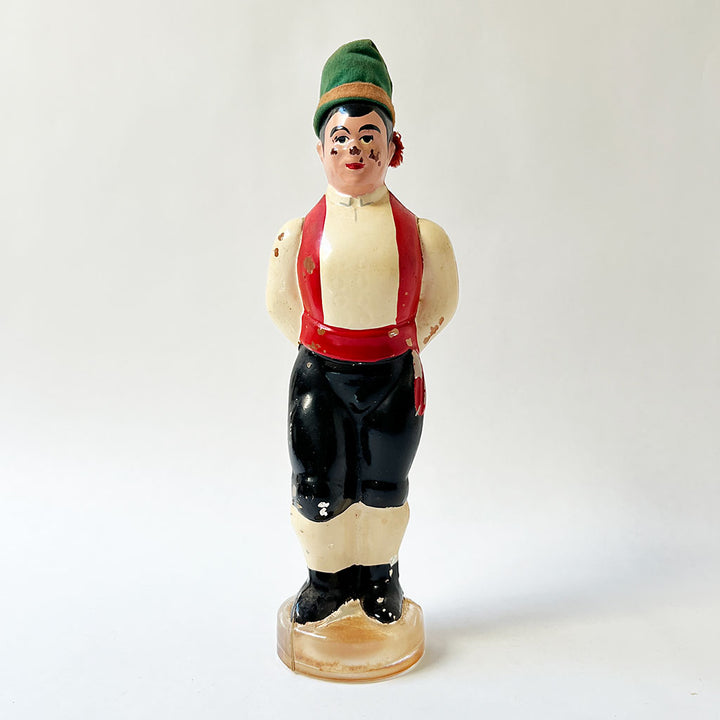 Vintage Figural Painted Glass Liquor Bottle