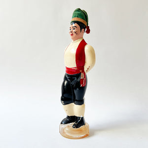 Vintage Figural Painted Glass Liquor Bottle