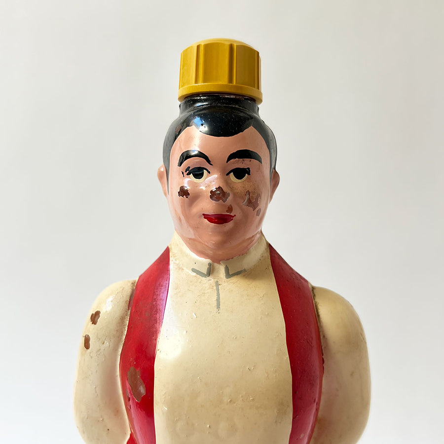 Vintage Figural Painted Glass Liquor Bottle