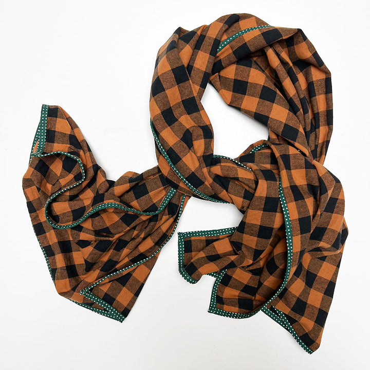 Brown & Black Check Flannel Scarf
