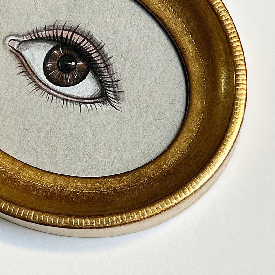 Don Carney Brown Left Eye Art Print in Gold Oval Frame