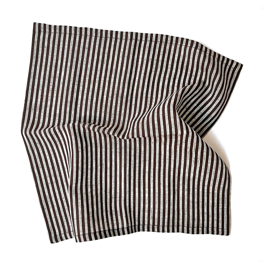 Chocolate Brown Stripe Linen Napkins (Set of 4)