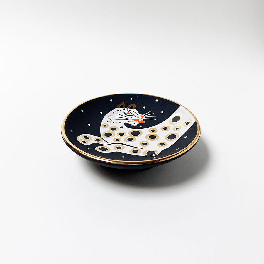 Waylande Gregory Small Bowl with Leopard & Dots Matte Black