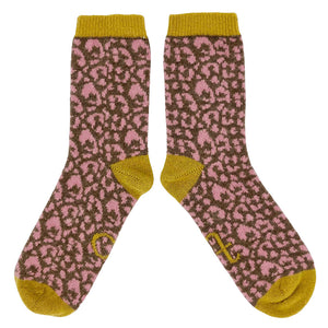 Women's Lambswool Socks: Leopard