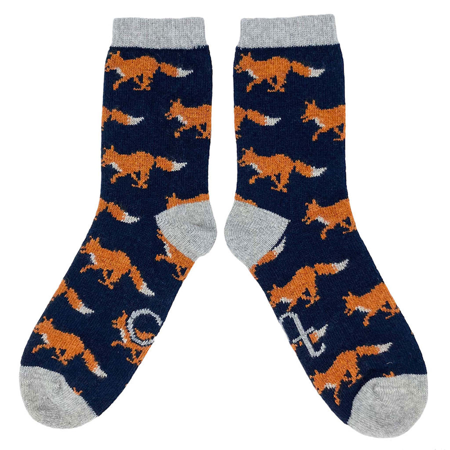 Men's Lambswool Socks: Foxes