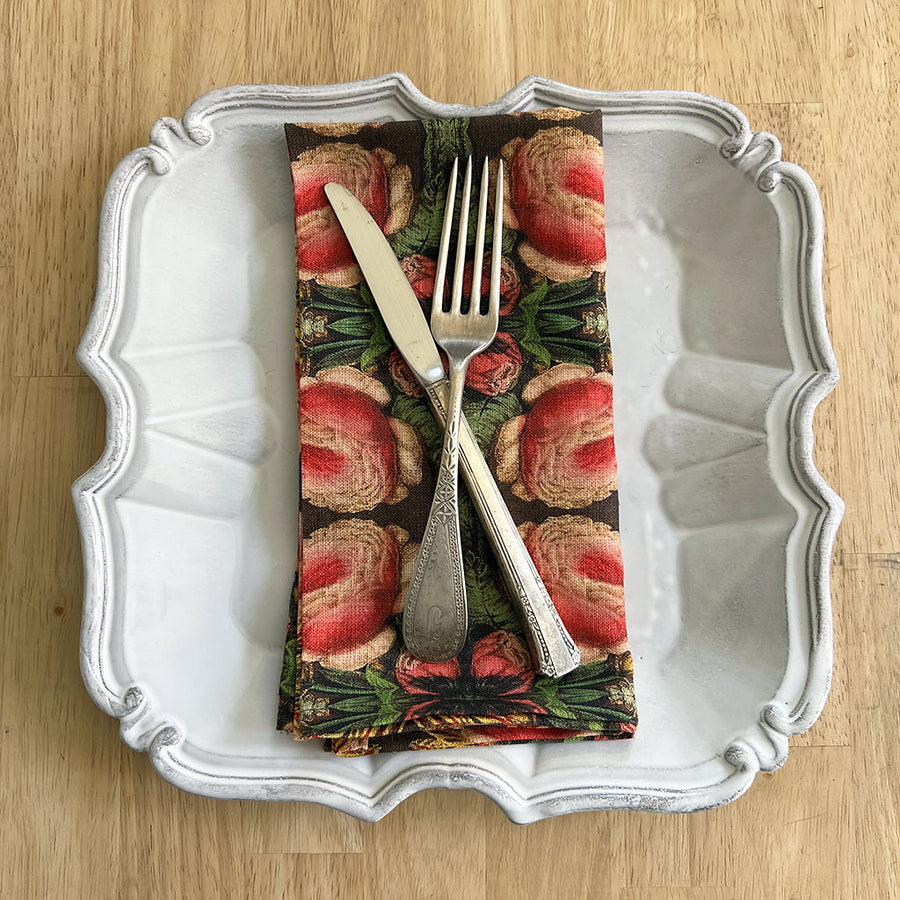 PATCH NYC Cabbage Rose Linen Napkins (Set of 4)