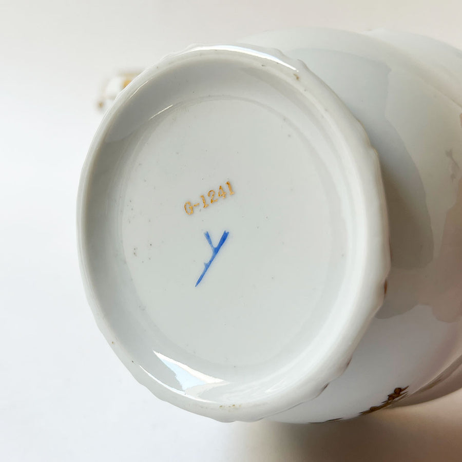 Vintage Ceramic Cachepots with Gold Accents (Set of 2)