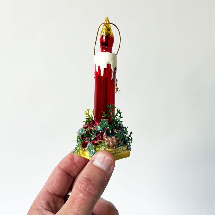 Holiday Candle Glass Ornament