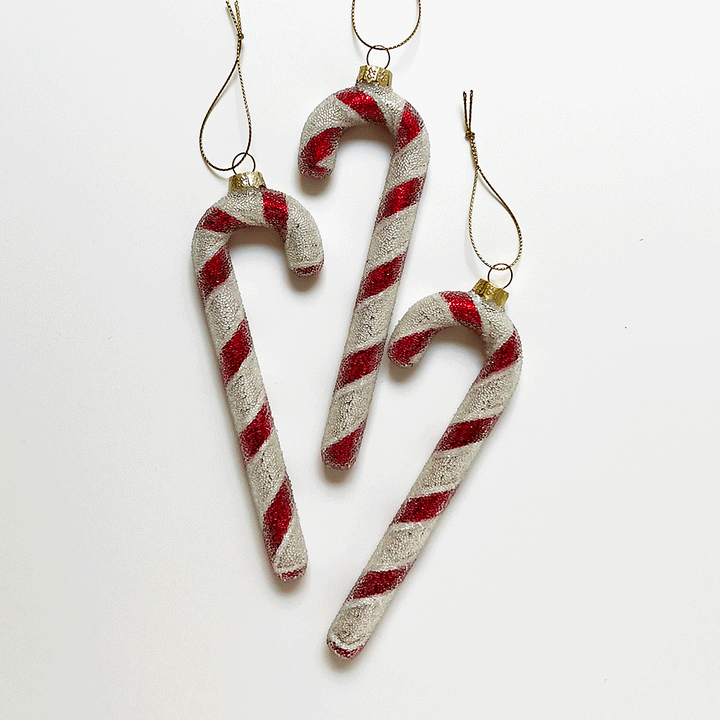 Sparkle Candy Cane Glass Ornament