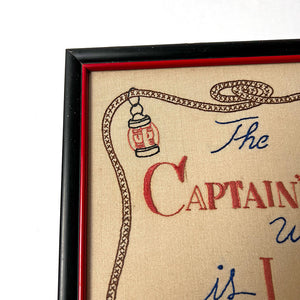 Original Captain's Law Nautical Needlework in Frame Vintage Art