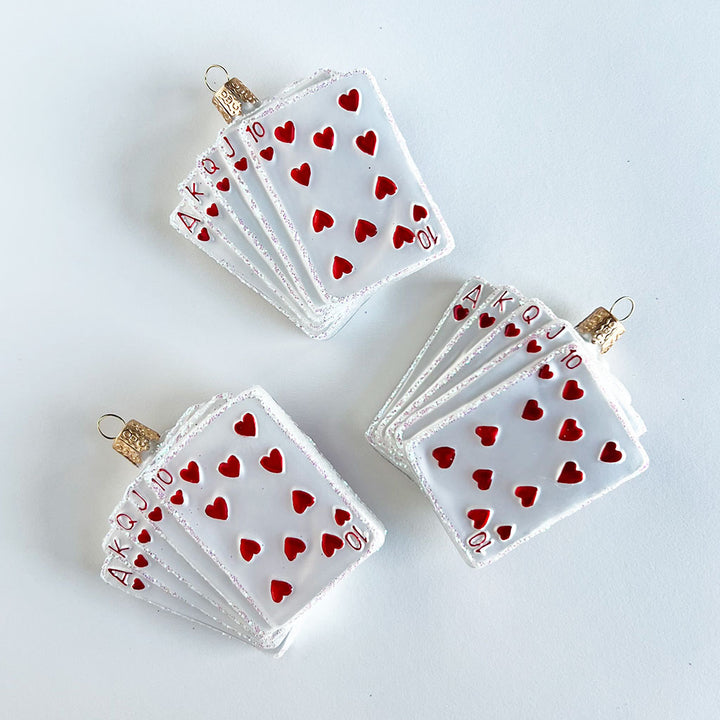 Royal Flush Winning Cards Glass Ornament
