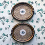 Don Carney Pair of Blue Eyes - Art Prints with Floral Pattern Border in Vintage Carved Gold Tone Oval Frames