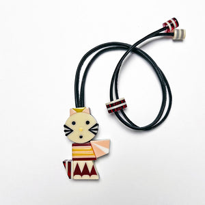 Multi-Color Polished Lucite Necklace: Cat